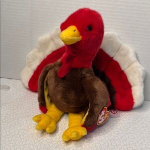 TY BUDDY Gobbles the large turkey 1999 fall decor original tag attached. 12”x9”
